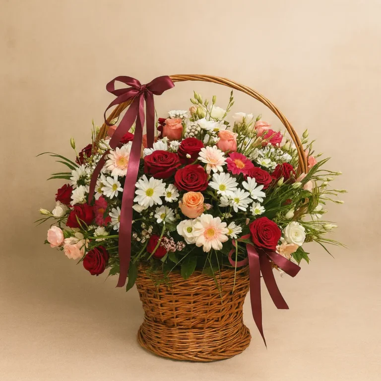 elegancki ekskluzywny kosz z kwiatami