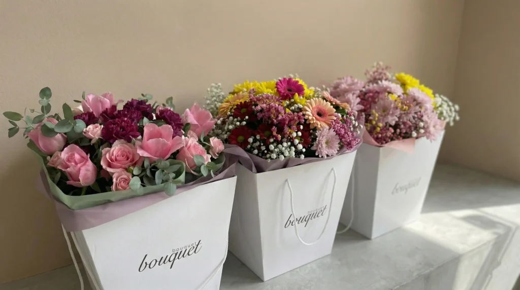 kwiaty w torebce xxl. piękny bukiet luksusowy premium